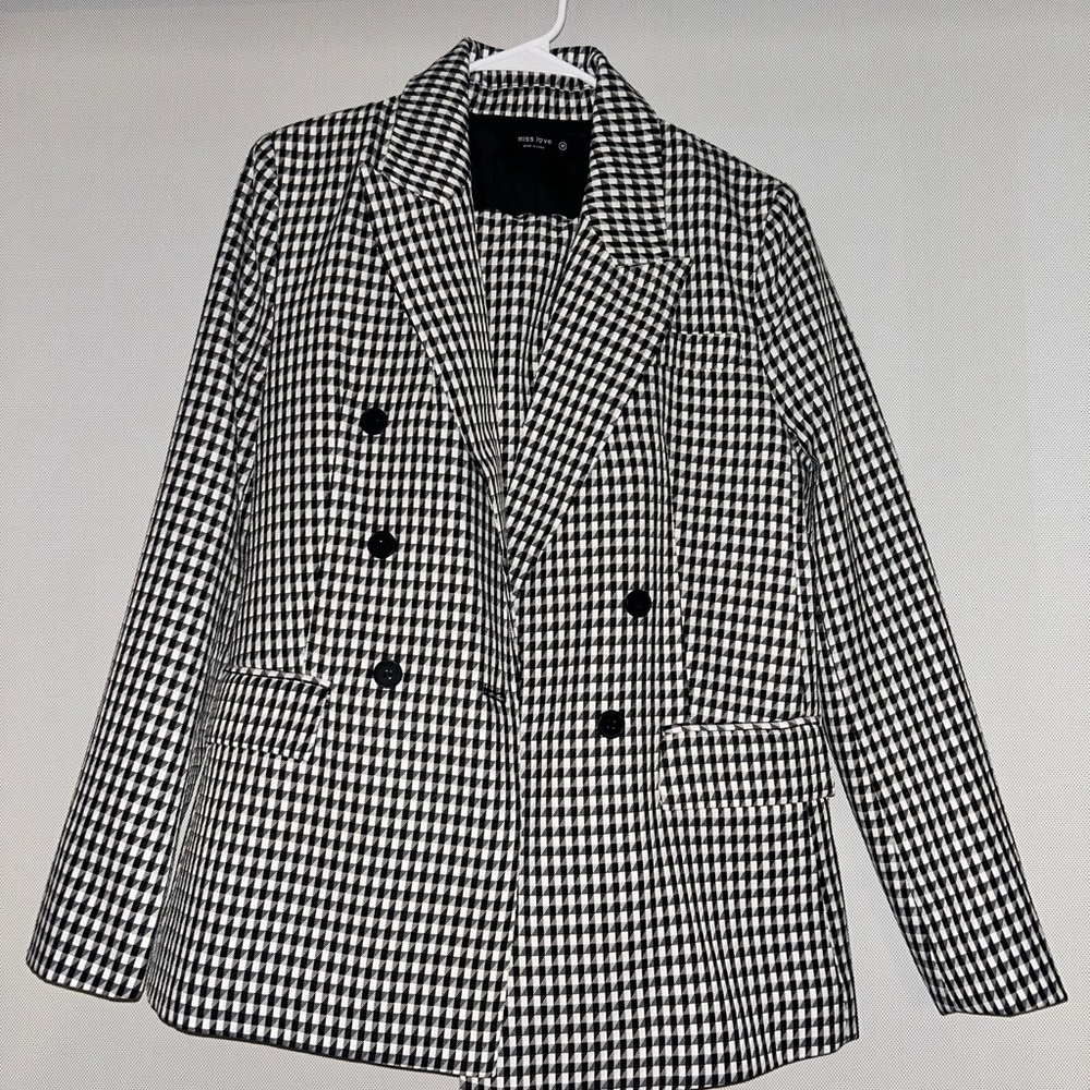 SET! Miss Love Houndstooth Matching Blazer & Dress Pants